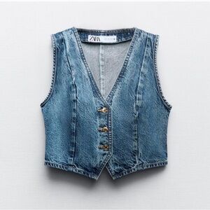 Zara Cropped Denim Vest